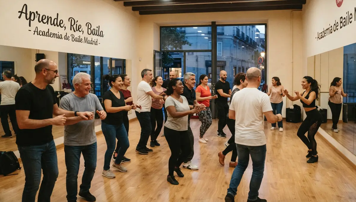 Alumnos en una clase de salsa en una escuela de baile de Madrid